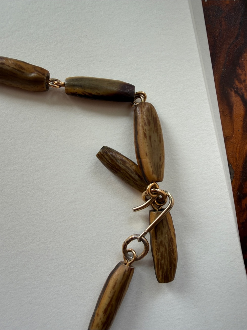 Wooden Bead Bib Necklace - Brown - Picture 3 of 6